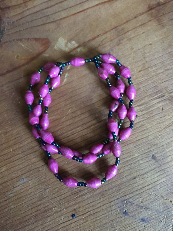 'Natural Agate triple strand bracelet