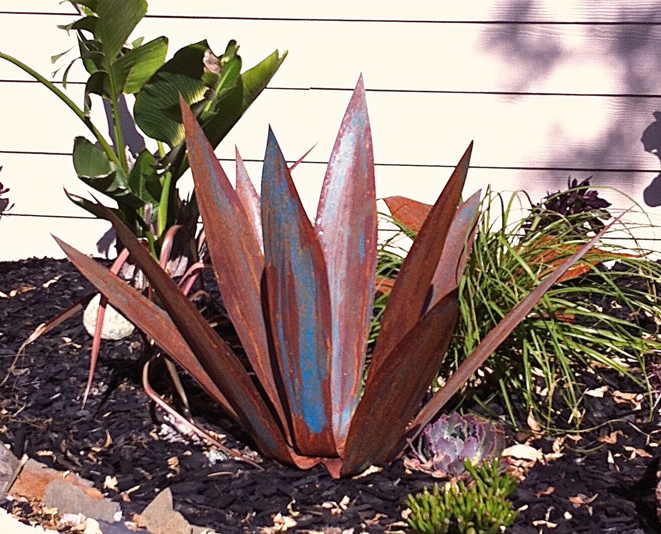 Rusty Blue Tequila Agave Metal Yard Art Metal Garden