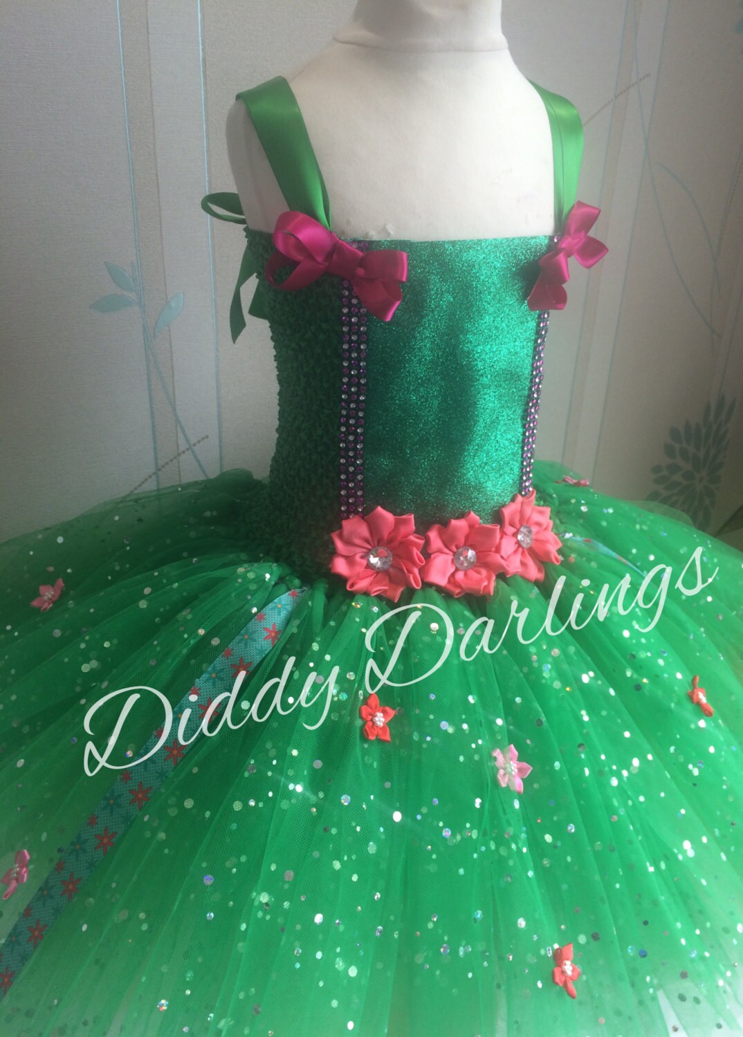 Frozen Fever Elsa Tutu Dress. Green Tutu Dress. Wicked & Oz