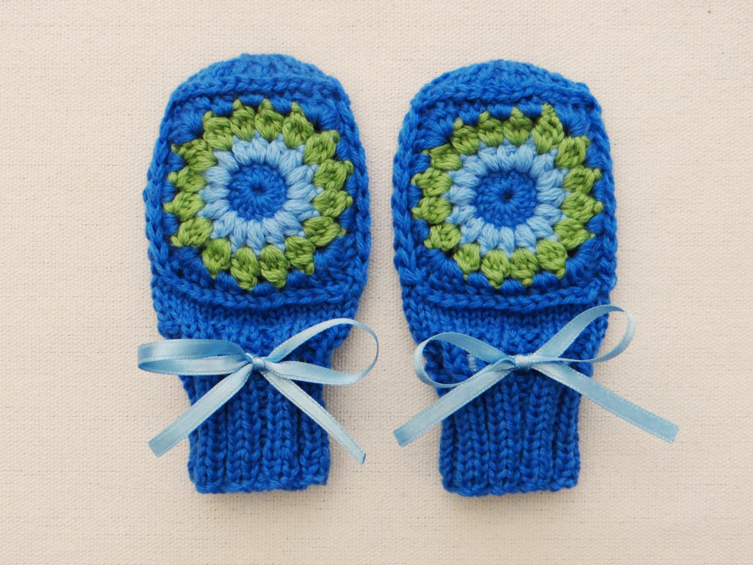 Baby boy mittens blue crochet mittens knitted by SusuriKids