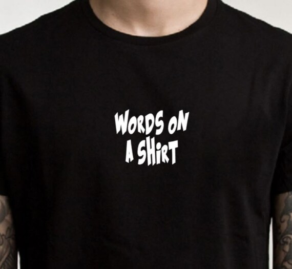 shirts with words across shoulders