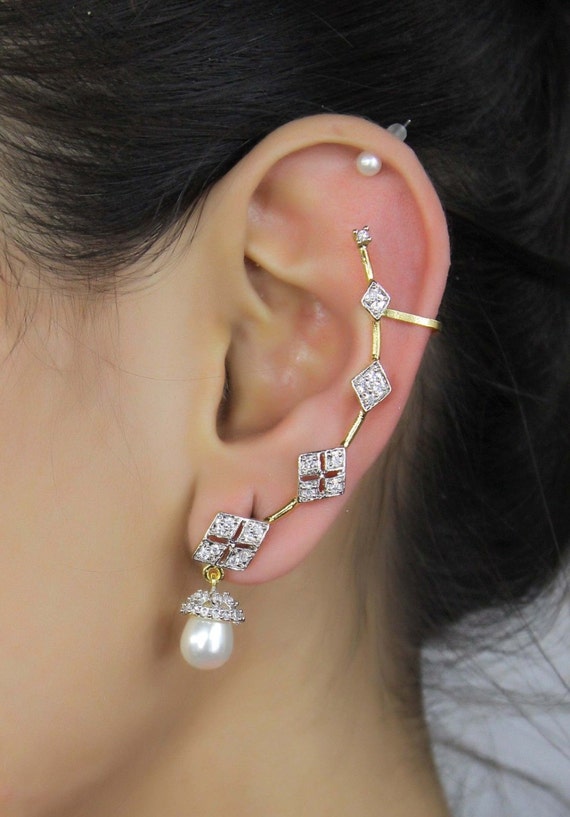 Indian Bollywood Zircons Made Ear Cuff Earring by ZaZaBoutique80