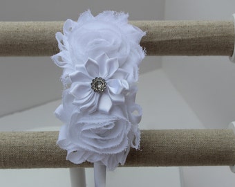 White headband flower girl headband white wedding headband plastic satin headband toddler hard headband flower girl outfit girls headband
