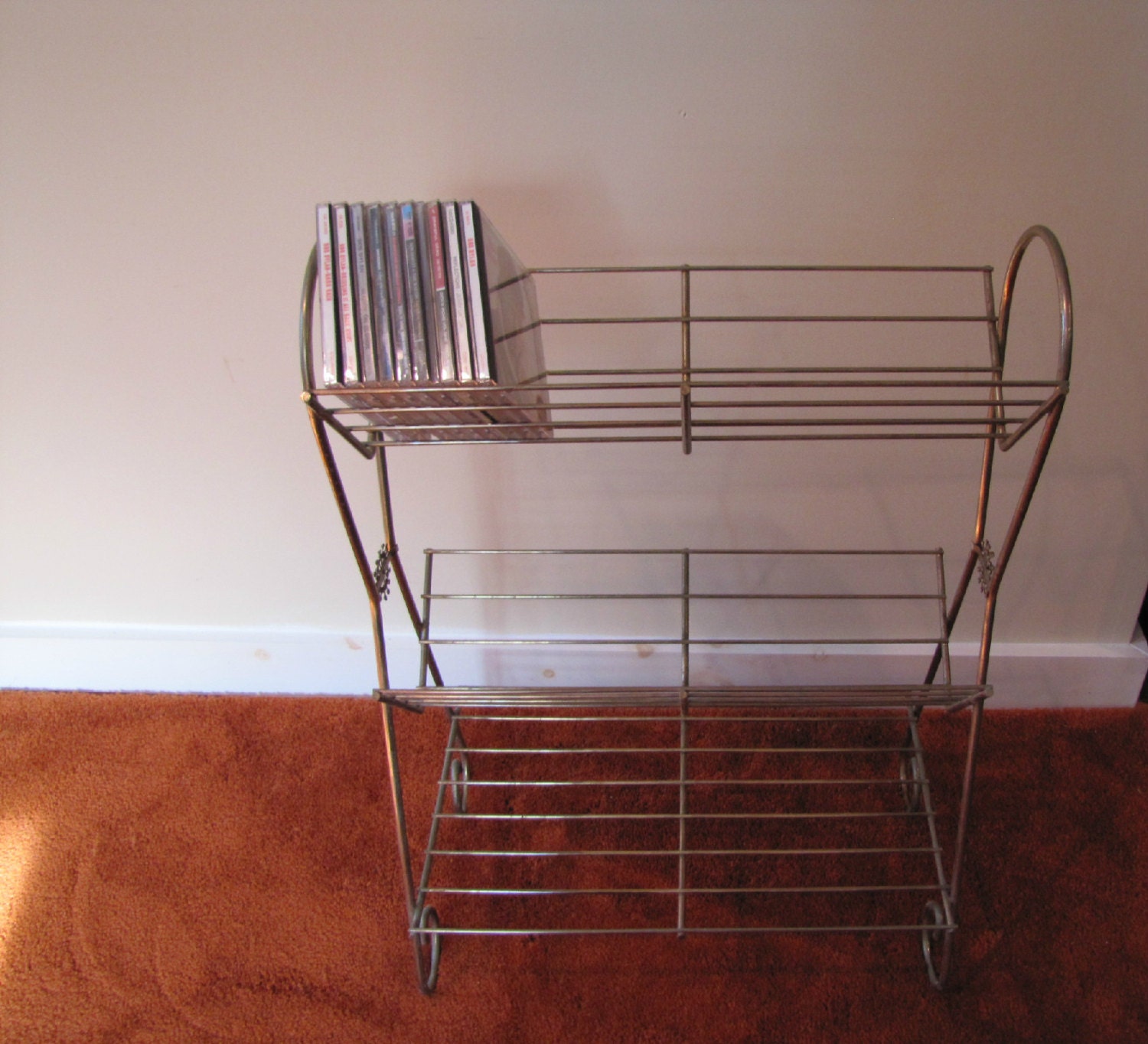 Vintage Wire 45 Record Holder, Vinyl Stand, CD Holder, Book Rack