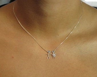 Personalised Mothers Necklace delicate - My Family 2 Child Necklace-simple everyday jewelry-Mothers Gift-women gift- minimalist necklace