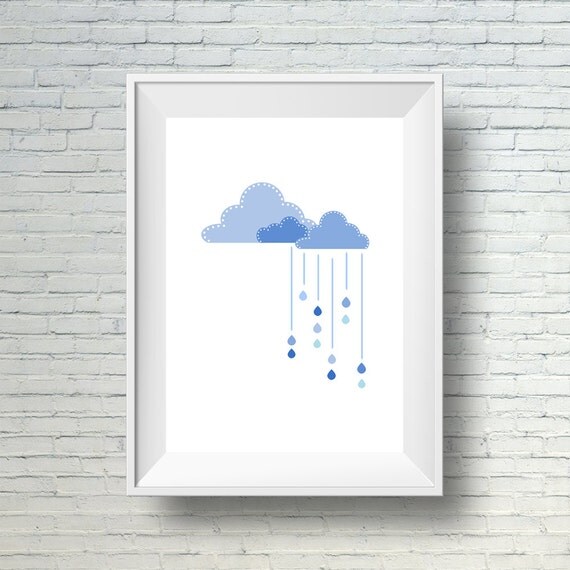 Printable nursery art, Cloud nursery wall art, Baby room art, Kids room