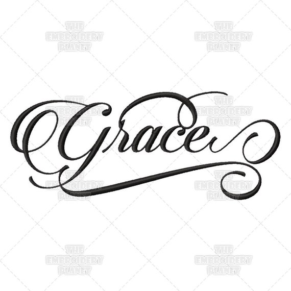 Grace Calligraphy Script Quote Saying By Theembroideryplanet