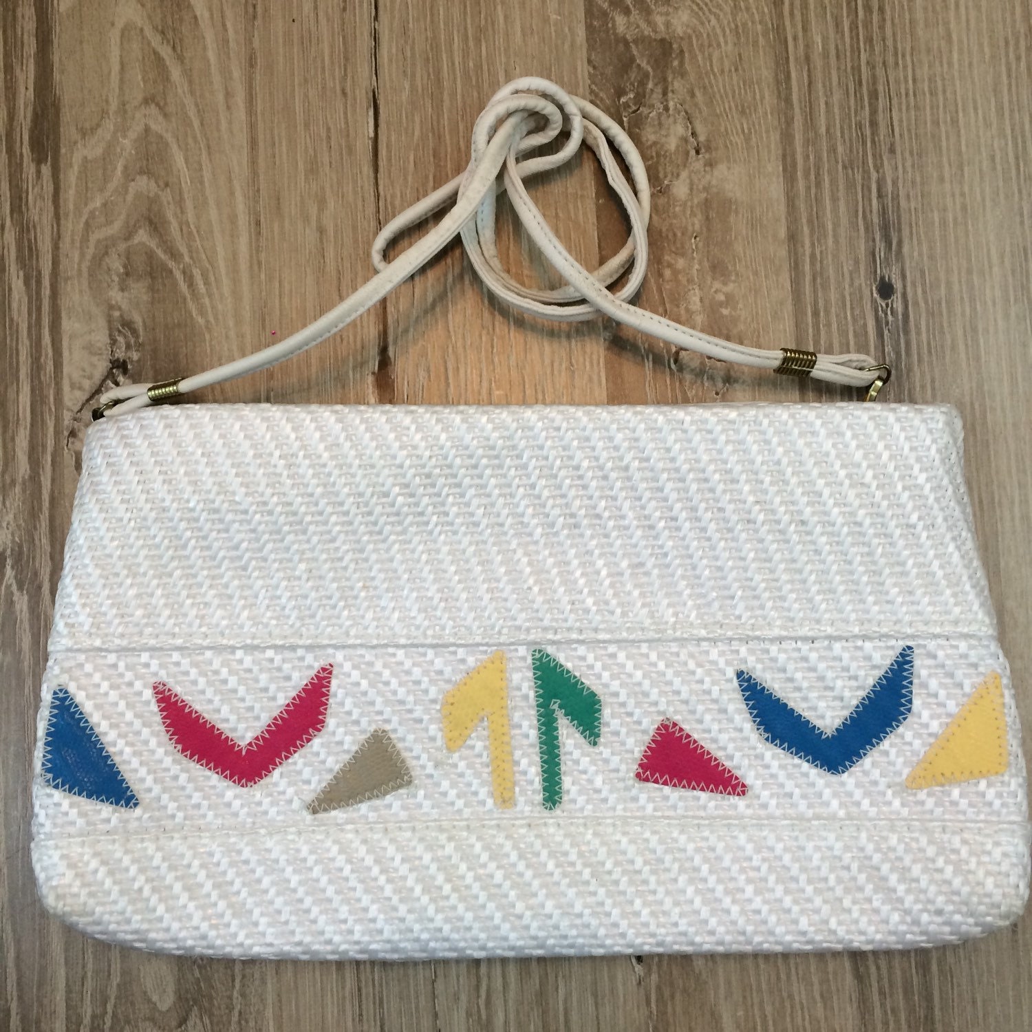 white woven shoulder bag