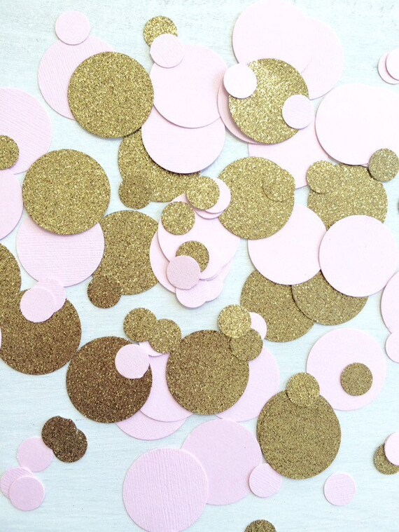 1000 Pink & Gold Confetti Circle Confetti Bridal Shower