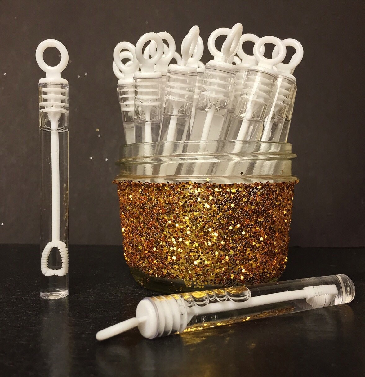 25 Wedding Wand Bubbles Tube Favors In A Gold by Guestbookery