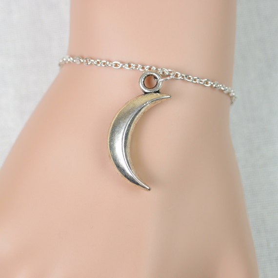 moon bracelet moon charm bracelet silver moon charm on