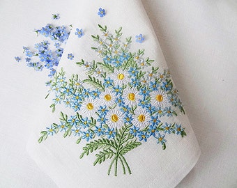 Set of 3 Machine Embroidery Designs - Daisies & Forget-me-nots