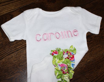 Personalized Onesie with Ruffle Tush Trim