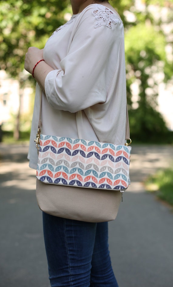 Summer cotton crossbody bag multicolor handmade by CRAFTSFAIRua