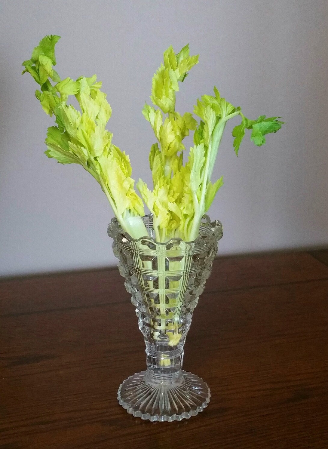 Vintage Celery Vase EAPG Berlin Reeded Waffle by EmptyNestVintage