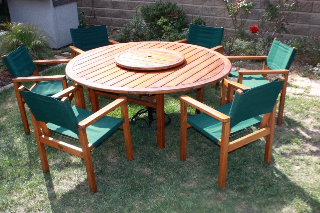 Patio set, Round table and 6 armchairs with umbrella and a ...