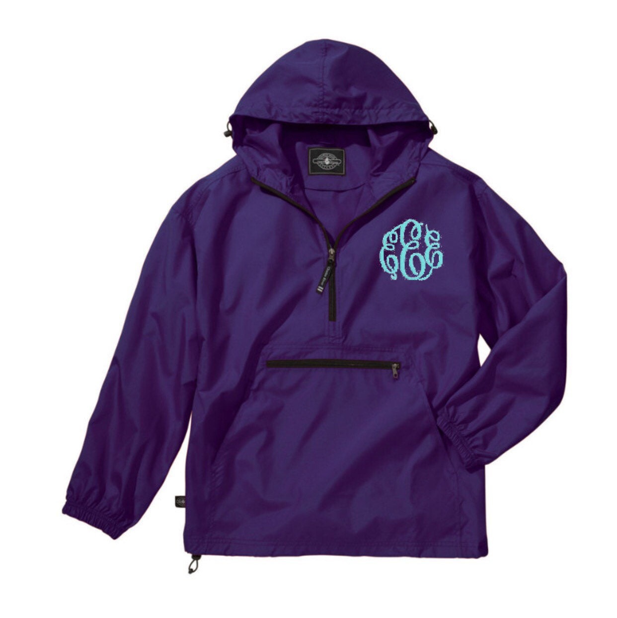 Monogrammed pullover rain jacket/unisex
