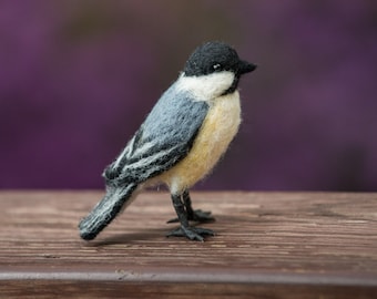 Chickadee needle felted handmade wool bird