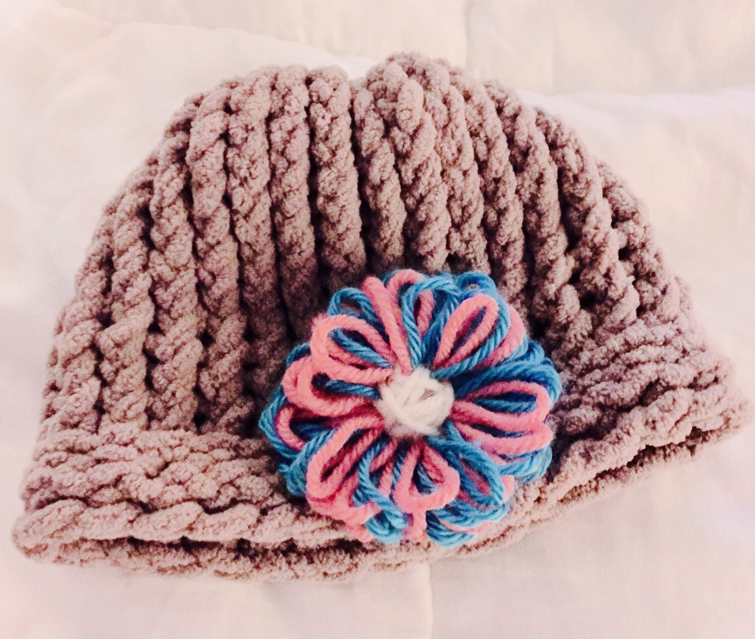 Knitted Newborn Soft Flower Beanie by WesternCuties on Etsy