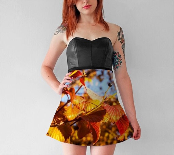 Items similar to Fall Leaves Fitted Skirt, Fall Clothing, Knee Length