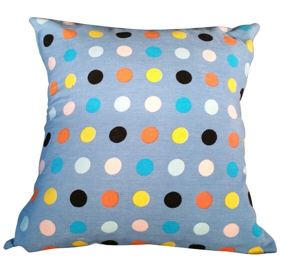Decorative pillow cover, 14X14 pillow cover, polka dot, Blue throw pillow cover, children pillow cover, teen accent, polkadots pillow,