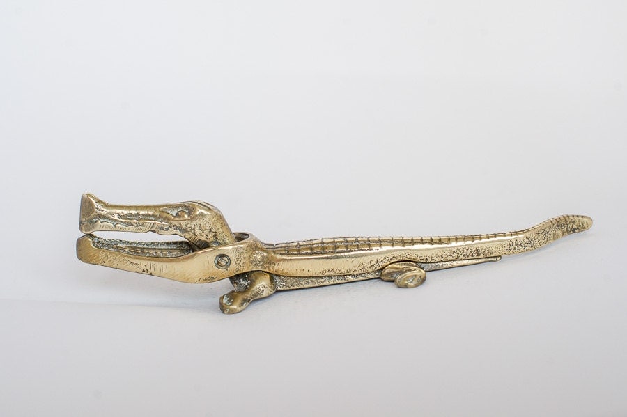 Fantastic Brass Crocodile Alligator Nutcrackers Vintage Kitchen Serving