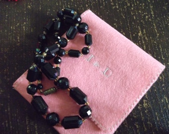 Black faceted beaded necklace