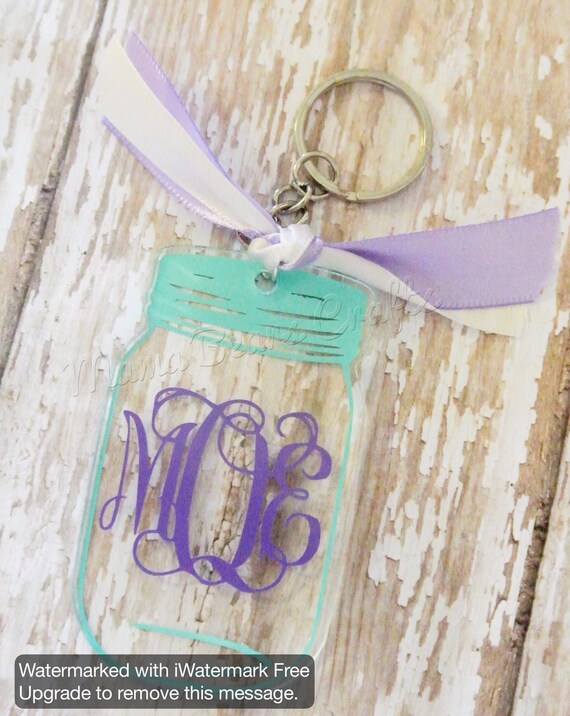 Monogram Mason Jar keychain Personalized keychain Best