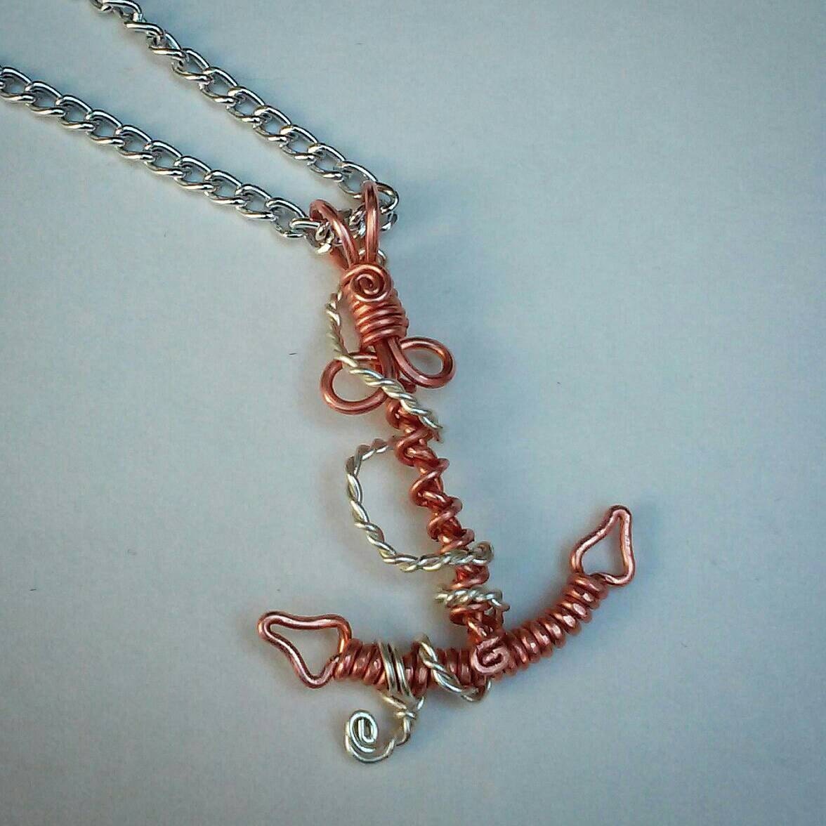 Anchor necklace anchor jewelry nautical jewelry wire