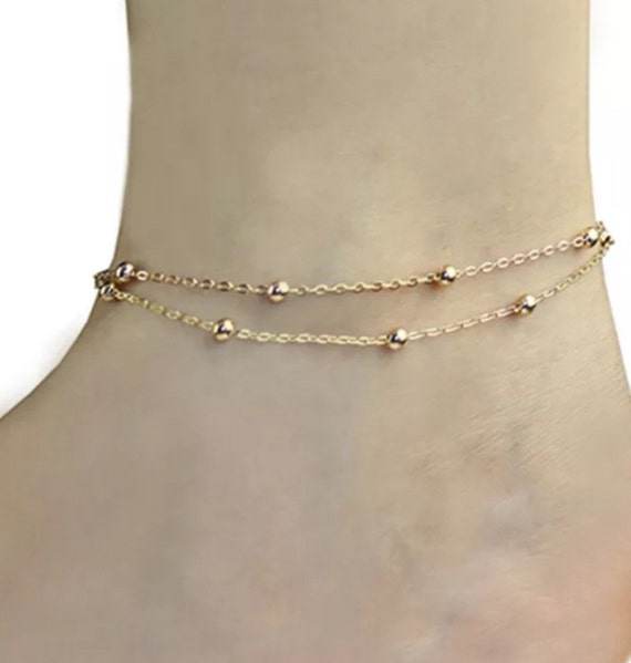 SALEGold Ankle Bracelet Anklet Two Chain by TheTinyMustardSeed
