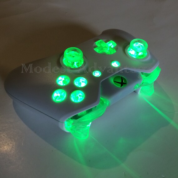 Xbox One Controller Green Led Mod White Shell