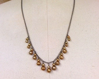 necklace with caramel colored freshwater pearls