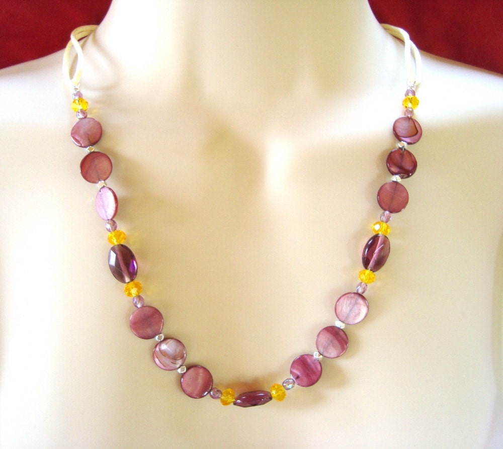 Purple Layered Jewelry Purple Yellow Necklace Layered Purple