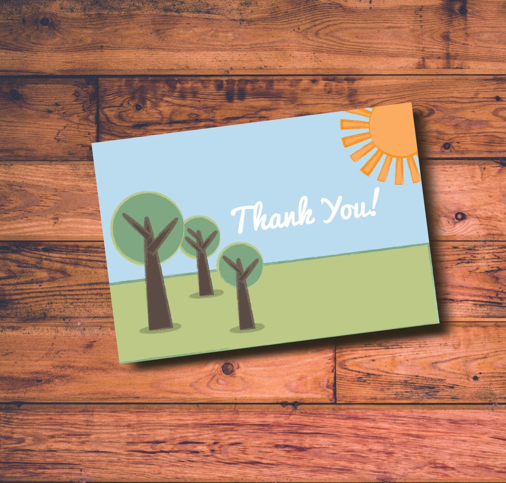 Nature Theme Thank you card Instant Download by SpiiGRAPHICS