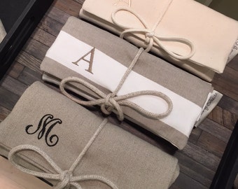 Travel Jewelry Roll // Linen Jewelry Roll // Personalized Jewelry Roll // Travel Jewelry Organzier // Cotton Jewelry Roll