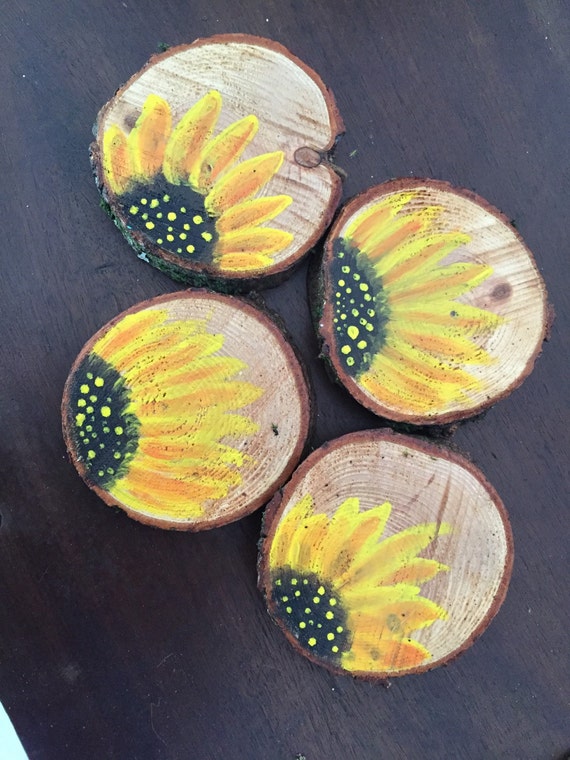 Items similar to Hand painted sunflower coaster on Etsy
