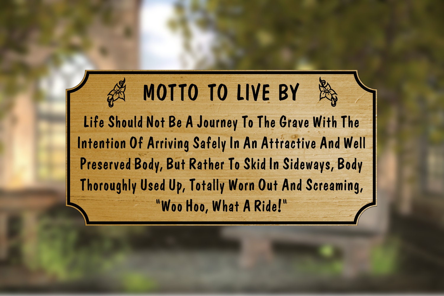 Motto To Live By painted wooden sign/plaque natural wood