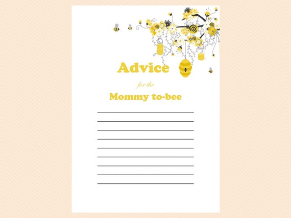 Advice for Parents Mommy Advice Cards Bee Theme Printable