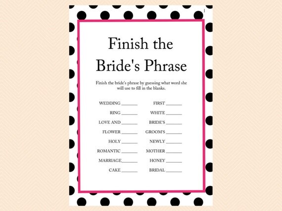 finish the bride's phrase finish the phrase game