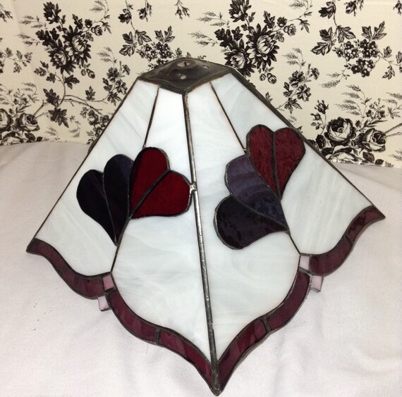 Stained Glass Heart Lamp Shade / Vintage by LitUpInteriorDesign