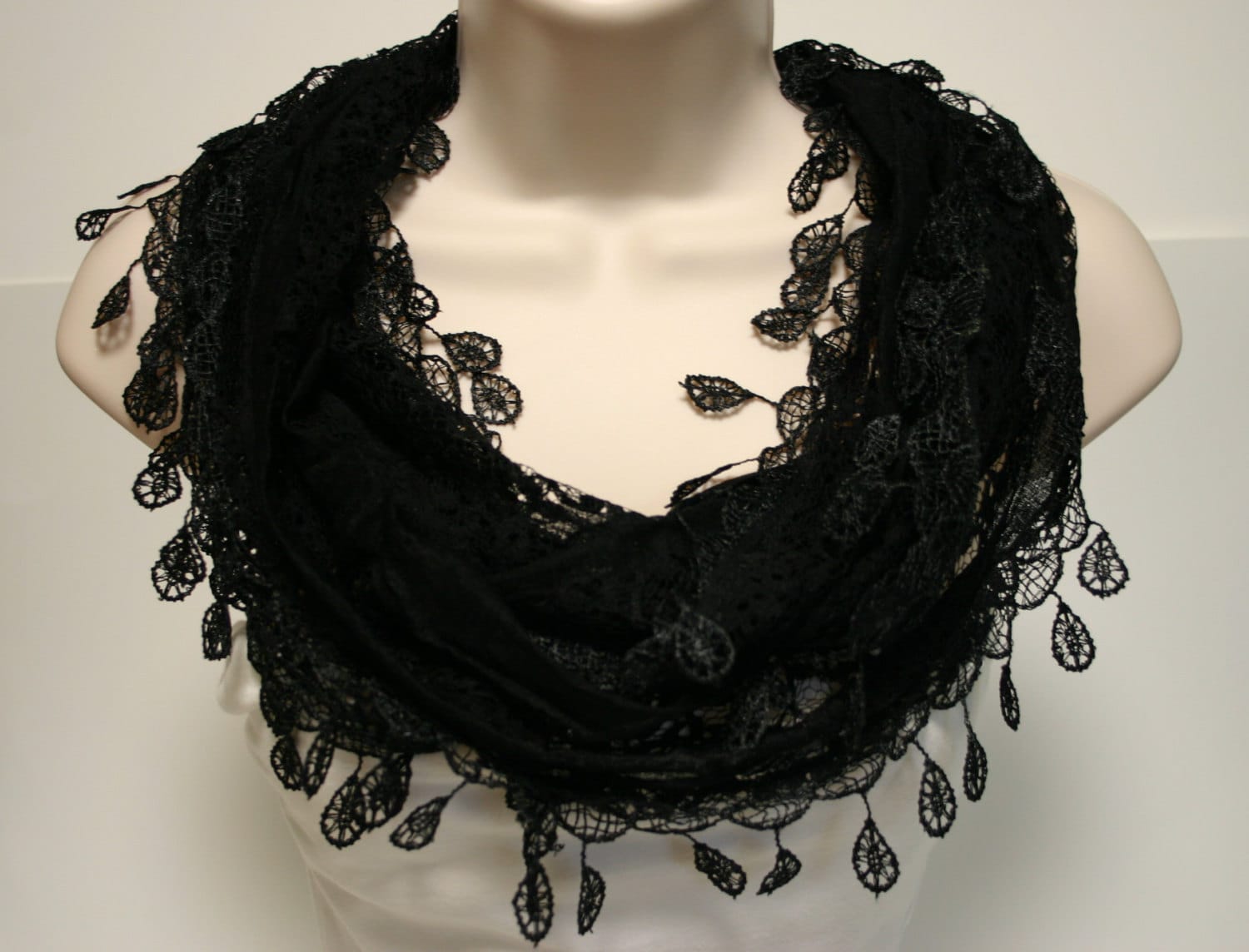 Black Lace Infinity Scarf By MadiScarves On Etsy