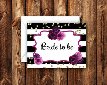 Mint and Gold Glam Bride to Be Card Mint to be Bridal Card