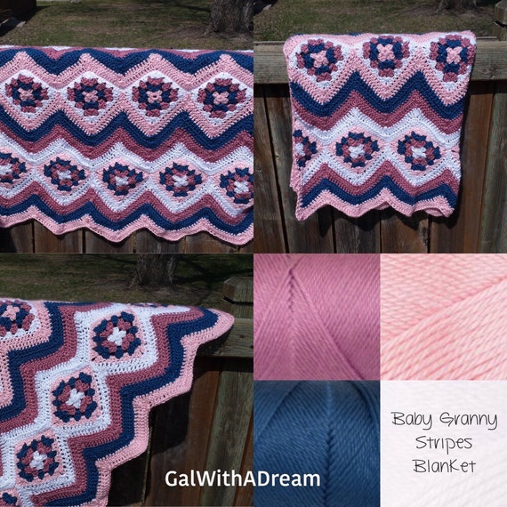 Soft Crochet Granny Square Ripple Blanket by GalWithADream on Etsy