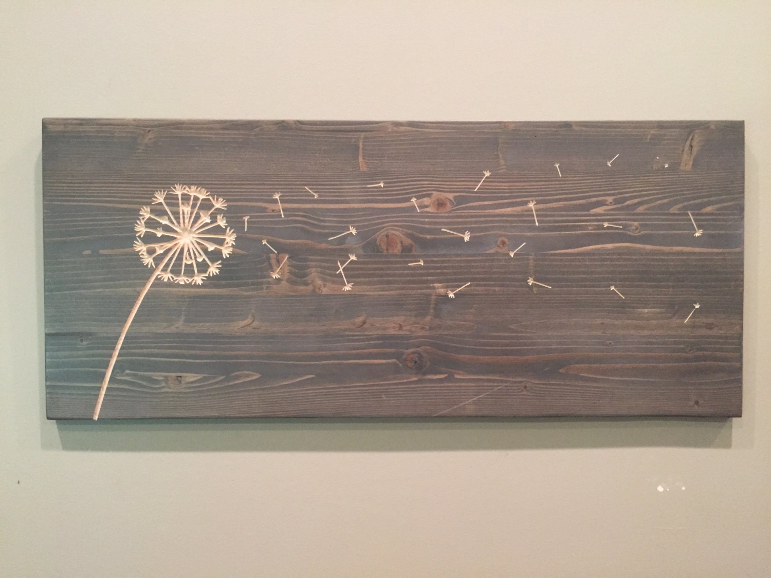 Dandelion Wall Art wood Engraved Carved hanging sign