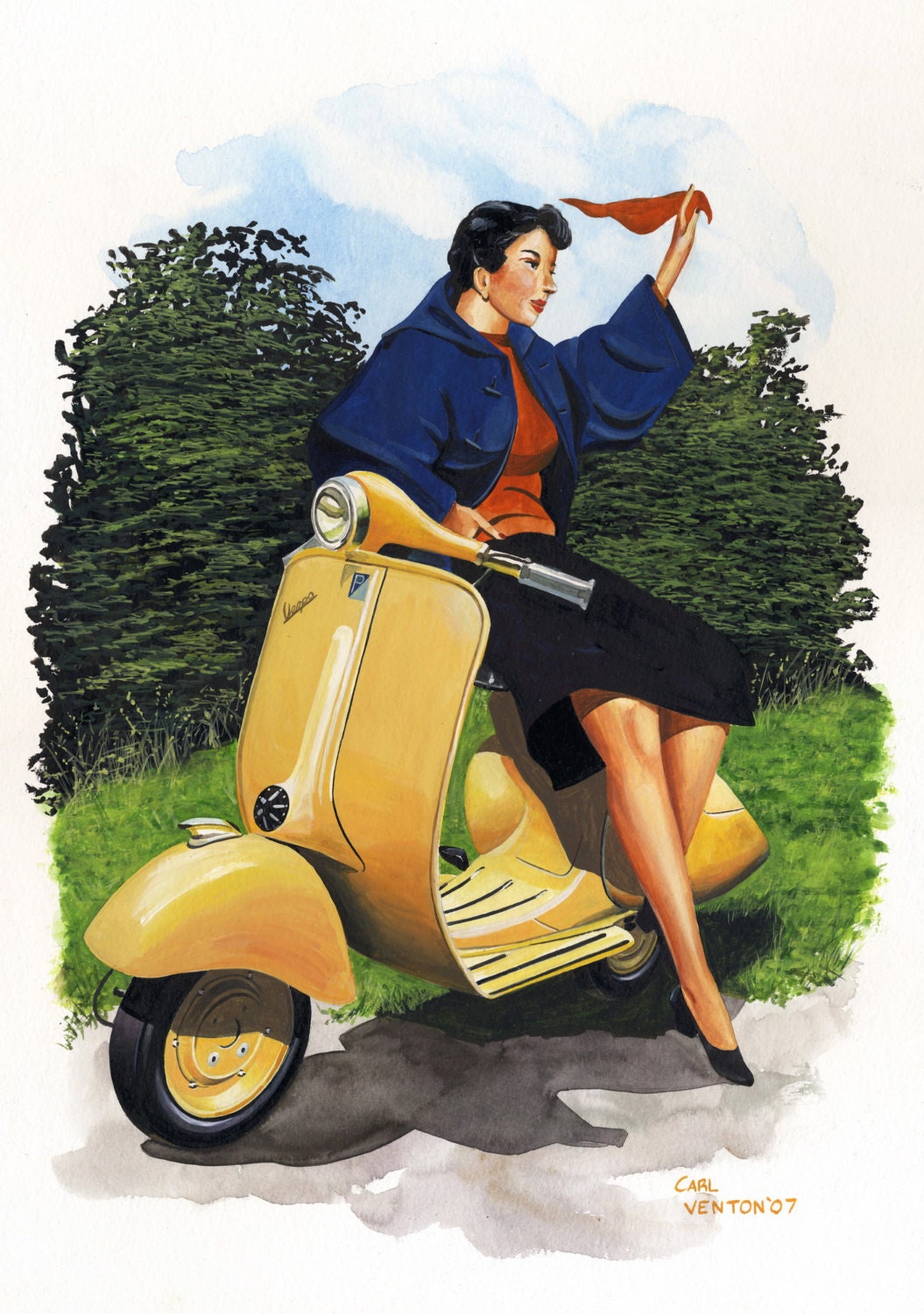 Carol Vintage Lambretta Pinup Scooter Ltd Edition Print