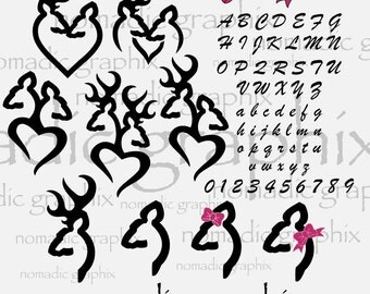 Collection - Deer Heart Couple - 11 Vector Designs - SVG / DXF / EPS - Personalize With These Cut Files