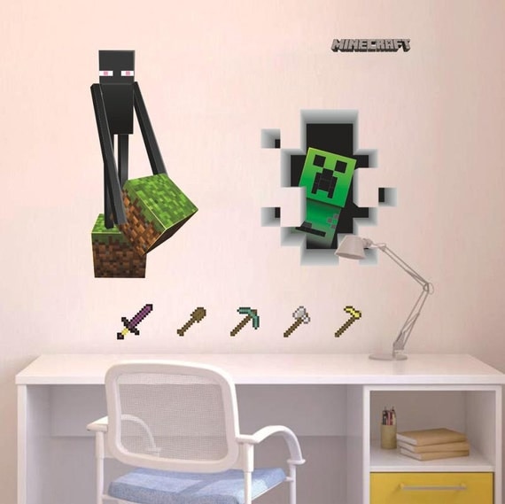 Minecraft Creeper & Enderman Wall Decal Set by Wallgasm on Etsy