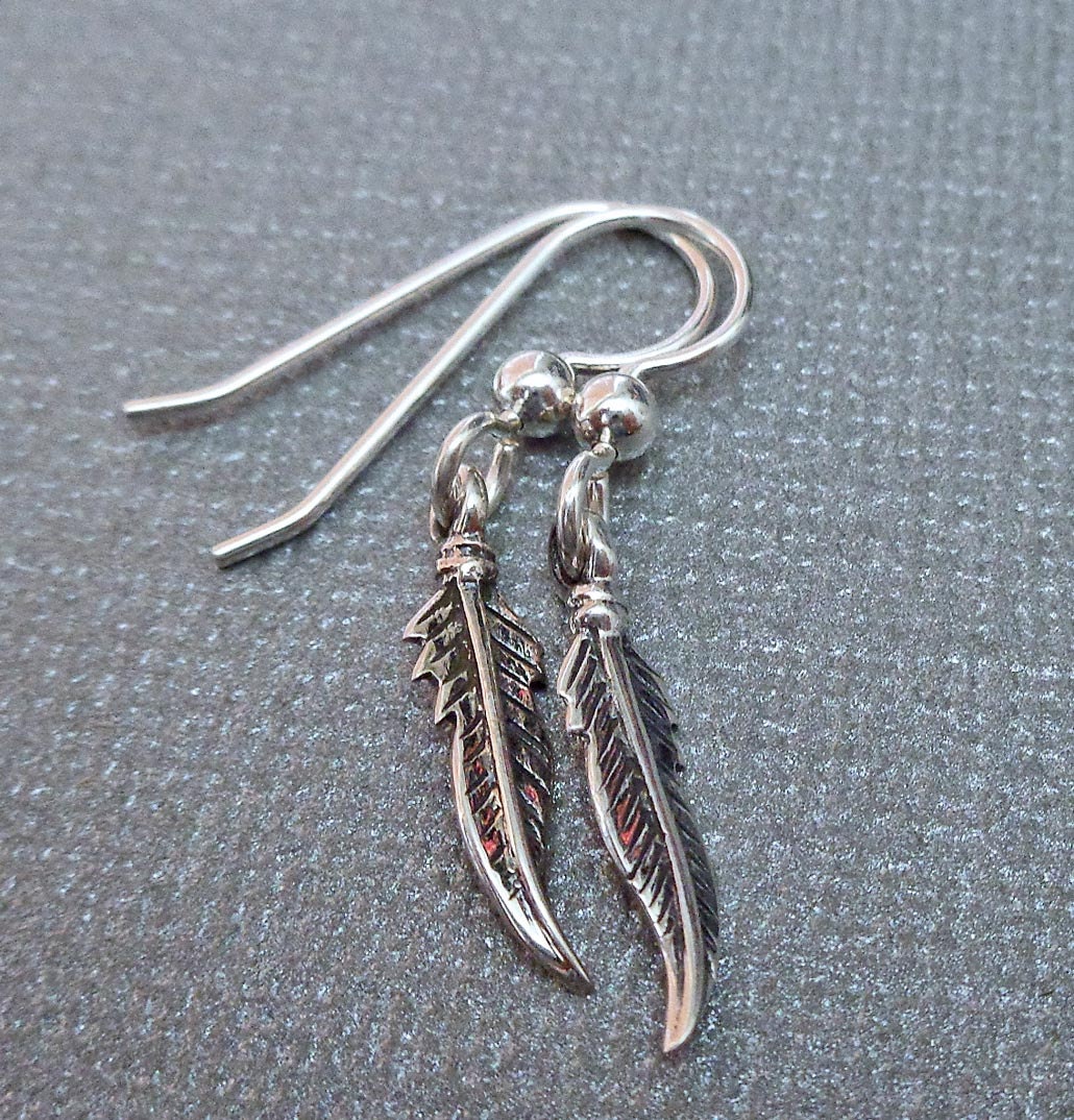 Feather Earrings Silver Feather Earrings Sterling Silver