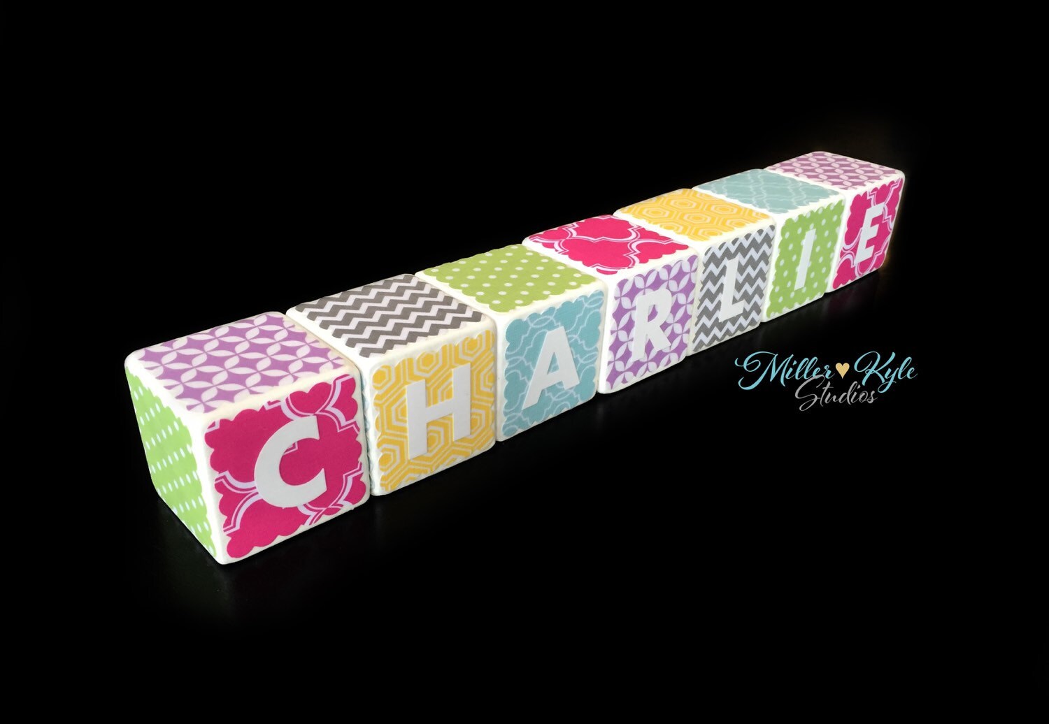 Custom Baby Name Blocks 2 Inch Wood Blocks by MillerKyleStudios