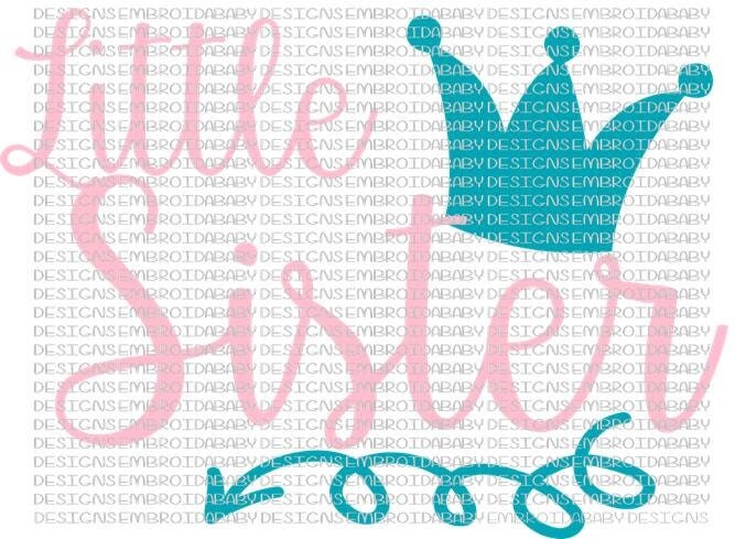 Download Little Sister with Crown and Arrow Swirls SVG DXF by ...